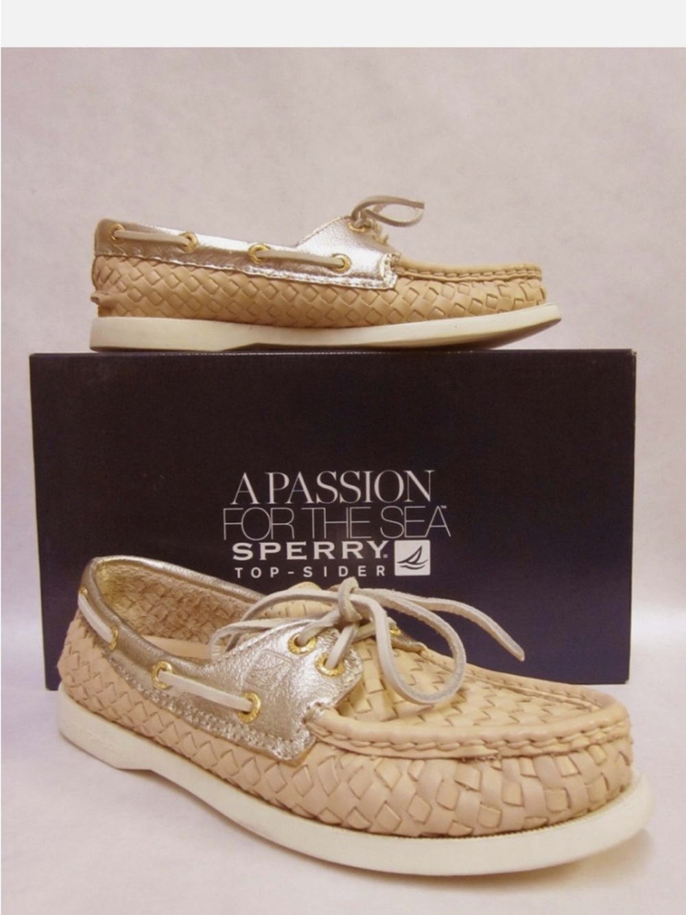 Sperry Rose Gold Woven Top Siders